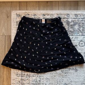 H&M Black Skater Skirt with Purple Floral Accents